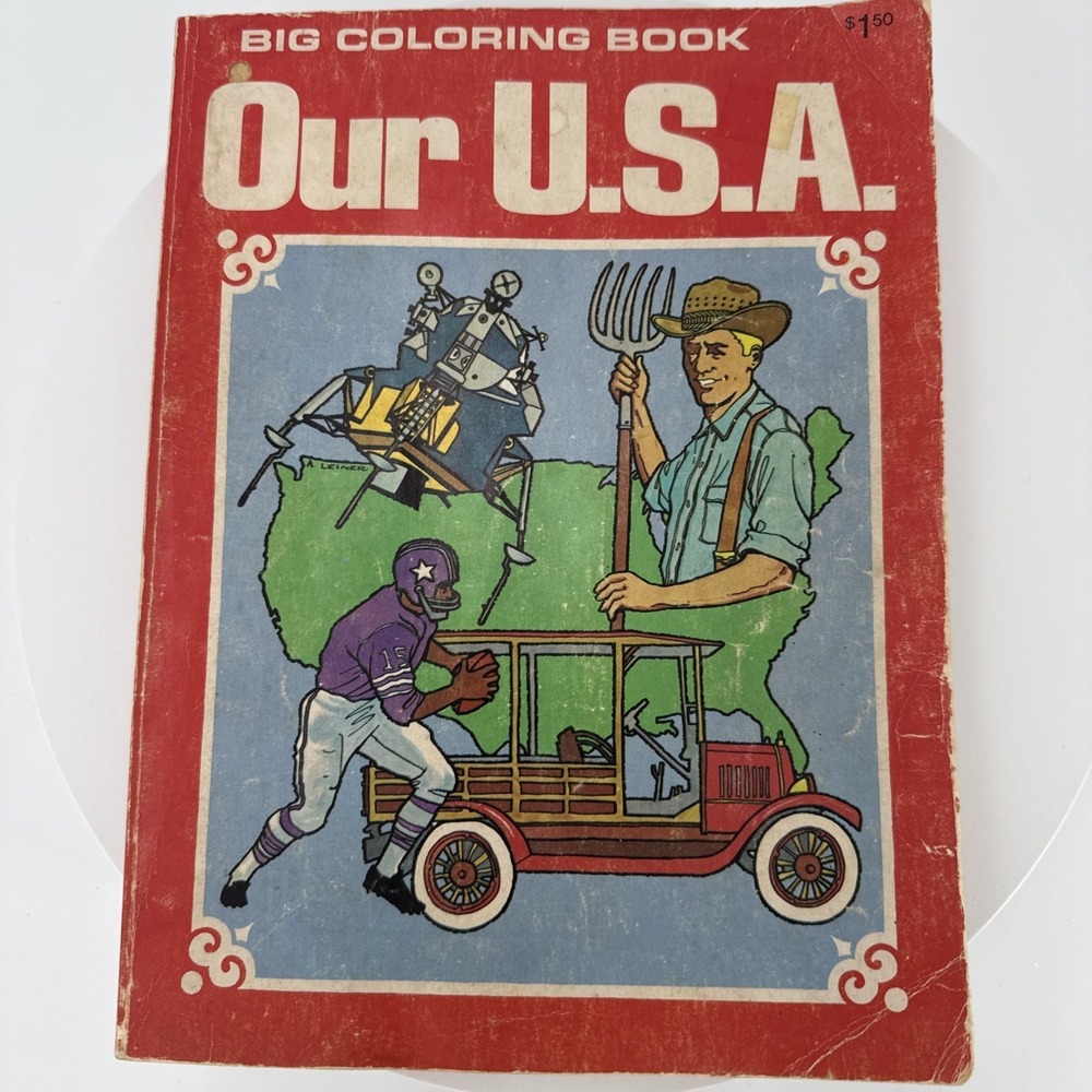 1978 Our U.S.A. Big Coloring Book Waldman Publishing Playmore Inc NYC Unused Vtg